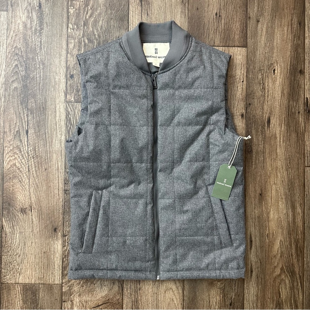 Mutual Weave Polyester Puffer Vest Men’s Size S Gray